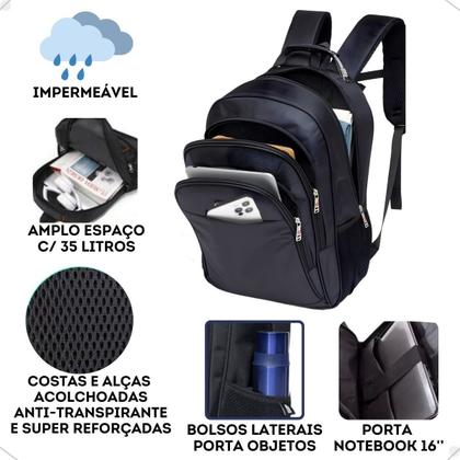 Imagem de Mochila Masculina Grande Faculdade Impermeável Resistente