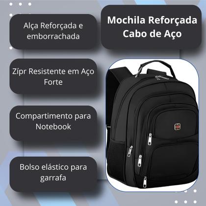Imagem de Mochila Masculina Grande Reforçada Faculdade Escola trabalho Viagem