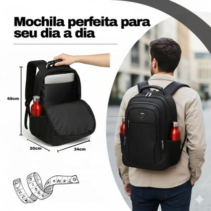 Imagem de Mochila Masculina Impermeável Faculdade Alça Reforçada