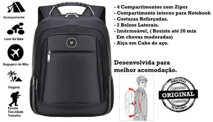 Imagem de Mochila Masculina Impermeável Reforçada Executiva Escola Trabalho Viagens