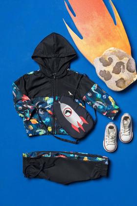 Imagem de Mochila Masculina Jaqueta Infantil Trio Calça Jogger Lucboo Space Roupa de Frio Conjunto Menino