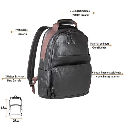 Imagem de Mochila Masculina Reserva RSV GO Kenya Couro Executiva Confortável Resistente Notebook
