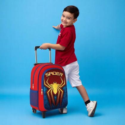 Imagem de Mochila Masculina Rodinha Infantil + Estojo + Lancheira Térmica