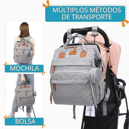 Imagem de Mochila Maternidade, Bolsa Mochila Maternidade Impermeável Bebê Menino Menina, Grande capacidade CodaTech PREMIUM Cor de Rosa com detalhe Cinza
