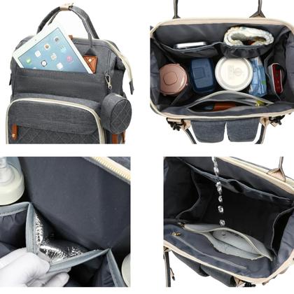 Imagem de Mochila Maternidade, Bolsa Mochila Maternidade Impermeável Bebê Menino Menina, Grande capacidade CodaTech PREMIUM Cor de Rosa com detalhe Cinza