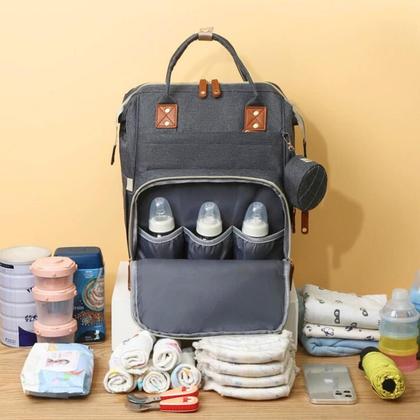 Imagem de Mochila Maternidade, Bolsa Mochila Maternidade Impermeável Bebê Menino Menina, Grande capacidade CodaTech PREMIUM Cor de Rosa com detalhe Cinza