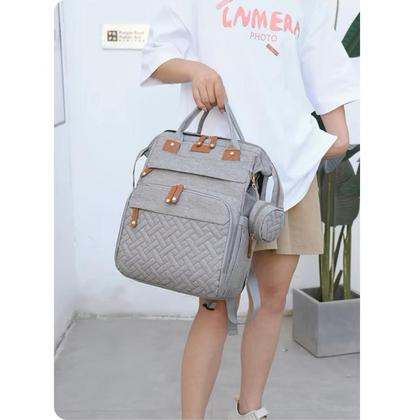 Imagem de Mochila Maternidade, Bolsa Mochila Maternidade Impermeável Bebê Menino Menina, Grande capacidade CodaTech PREMIUM Cor de Rosa com detalhe Cinza