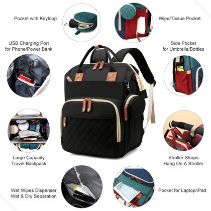 Imagem de Mochila Maternidade, Bolsa Mochila Maternidade Impermeável Bebê Menino Menina, Grande capacidade CodaTech PREMIUM Cor de Rosa com detalhe Cinza