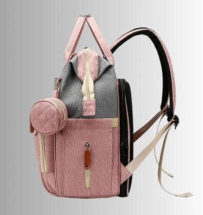 Imagem de Mochila Maternidade, Bolsa Mochila Maternidade Impermeável Bebê Menino Menina, Grande capacidade CodaTech PREMIUM Cor de Rosa com detalhe Cinza