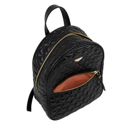 Imagem de Mochila Média em Couro Matelassê com Alça de Corrente - Classe Couro - Preta