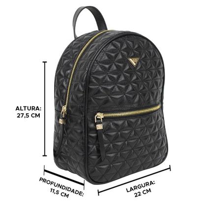 Imagem de Mochila Média em Couro Matelassê com Alça de Corrente - Classe Couro - Preta