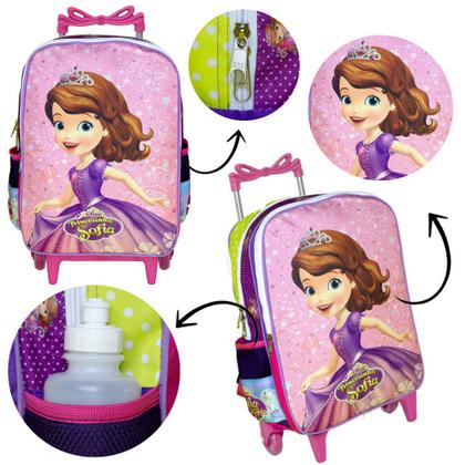 Imagem de Mochila Menina Infantil Rodinha com Lancheira Estojo Sofia