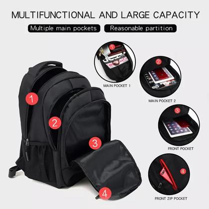 Imagem de Mochila Multifuncional Preta Azul Notebook Escolar