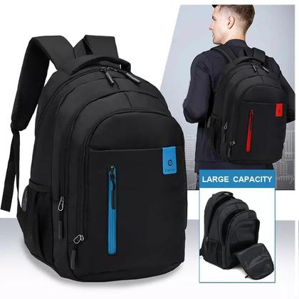 Imagem de Mochila Multifuncional Preta Azul Notebook Escolar