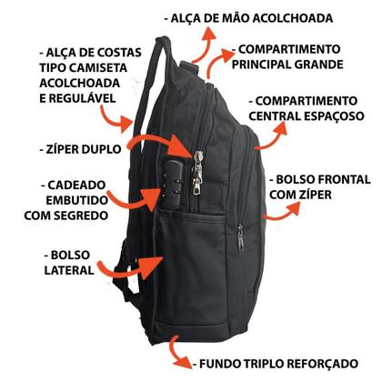 Imagem de Mochila Notebook 17 Usb Costa Eva Cadeado + Capa A900