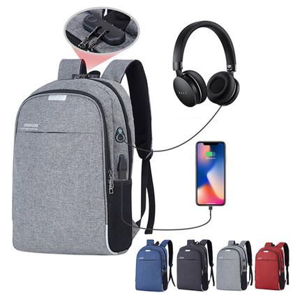 Imagem de Mochila Notebook com Cadeado Anti Furto Lorben Saída Cabo Auxiliar USB Fone Ouvido