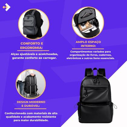 Imagem de Mochila Notebook Impermeável Faculdade Alça Reforçada