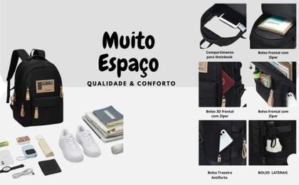 Imagem de Mochila Notebook Viagem, Trabalho, Escolar - Preta - Unissex, Impermeável,Reforçada- Resistente