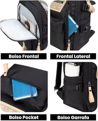 Imagem de Mochila Notebook Viagem, Trabalho, Escolar - Preta - Unissex, Impermeável,Reforçada- Resistente