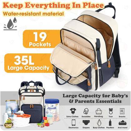 Imagem de Mochila para fraldas RAINSMORE Large à prova d'água com trocador