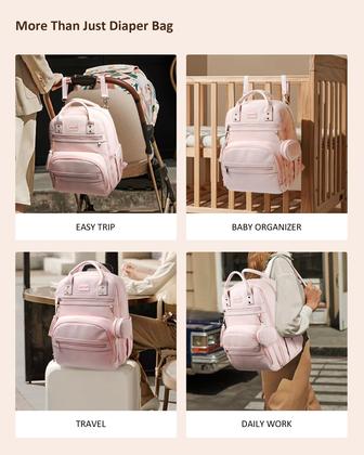 Imagem de Mochila para Fraldas ROSEGIN - Vegana, Impermeável e 35L