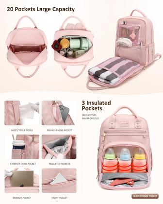 Imagem de Mochila para Fraldas ROSEGIN - Vegana, Impermeável e 35L