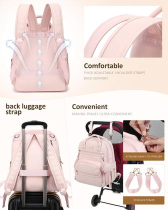 Imagem de Mochila para Fraldas ROSEGIN - Vegana, Impermeável e 35L