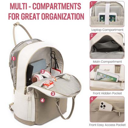Imagem de Mochila para laptop LOVEVOOK para mulheres de 17,3" com porta USB à prova d'água