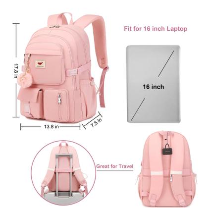 Imagem de Mochila para laptop LXYGD de 15,6 polegadas Kids Elementary School rosa