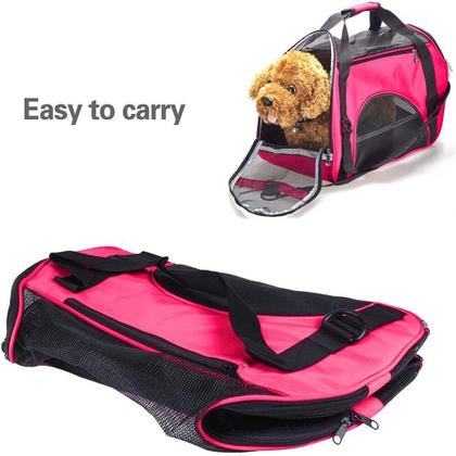 Imagem de MOCHILA PARA PET CAO GATO BOLSA PARA TRANSPORTE ANIMAIS MALA FLEXIVEL CONFORTAVEL Rosa