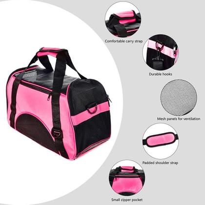 Imagem de MOCHILA PARA PET CAO GATO BOLSA PARA TRANSPORTE ANIMAIS MALA FLEXIVEL CONFORTAVEL Rosa