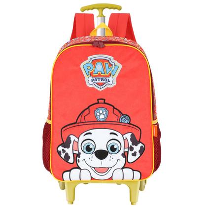 Imagem de Mochila Patrulha Canina Rodinhas + Estojo Duplo Escolar - Vermelho