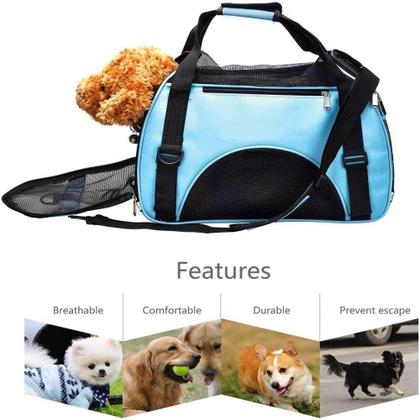 Imagem de Mochila Pet Azul Canguru Viagens Carro com Seu Cachorro Gato