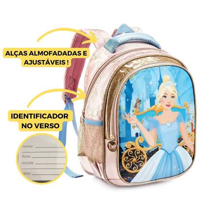 Imagem de Mochila Pré Escolar Creche Passeios De 0 A 4 Anos Princesa Denlex