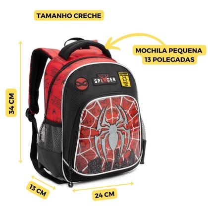 Imagem de Mochila Pré Escolar Creche Passeios De 0 A 4 Spider Aranha Denlex