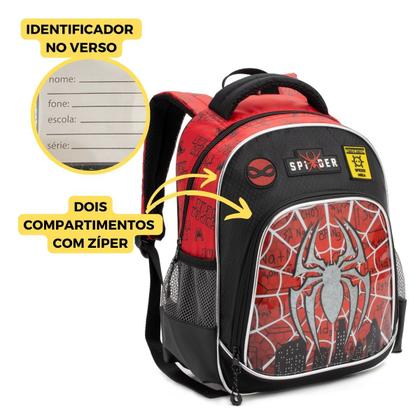 Imagem de Mochila Pré Escolar Creche Passeios De 0 A 4 Spider Aranha Denlex