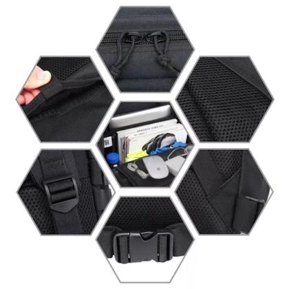 Imagem de Mochila Preta Estilo Militar  Robusta, com Compartimentos e Alça Ajustável