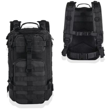 Imagem de Mochila Preta Estilo Militar  Robusta, com Compartimentos e Alça Ajustável