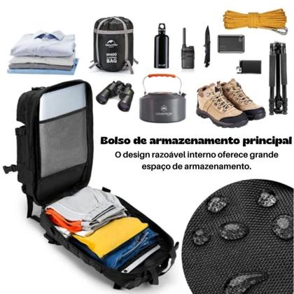 Imagem de Mochila Preta Estilo Militar  Robusta, com Compartimentos e Alça Ajustável