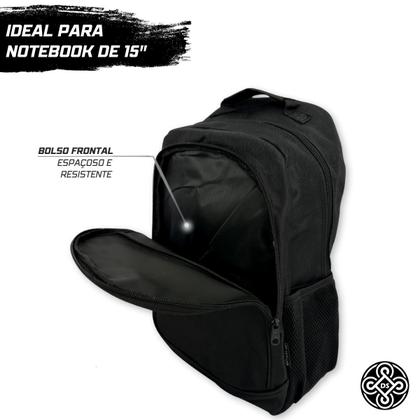 Imagem de Mochila Preta para Notebook Resistente All Black LapTop Computador portátil