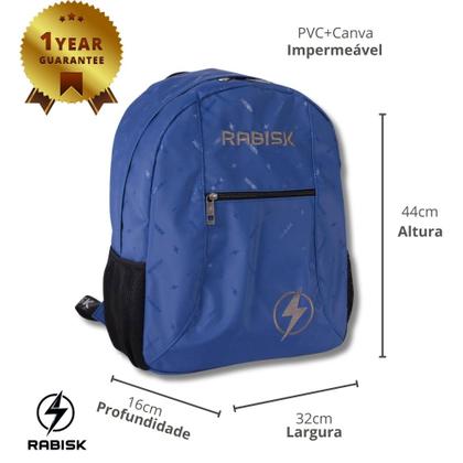 Imagem de Mochila Rabisk Basic Emborrachada Impermeável Resistente Escolar Passeio Motoqueiro RK2490