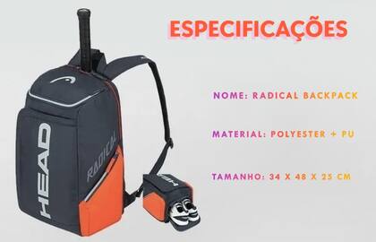 Imagem de Mochila Raqueteira Head Radical Backpack Tenis Beach Tennis