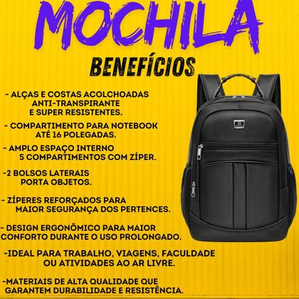 Imagem de Mochila Reforçada Cabo De Aço Notebook Faculdade Impermeável