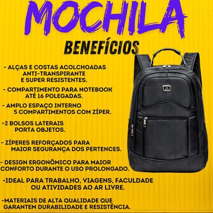 Imagem de Mochila Reforçada Executiva Escola Trabalho Viagens Masculino Feminino Impermeável