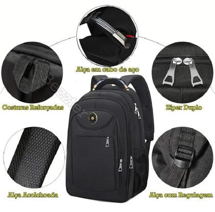 Imagem de Mochila Reforçada Executiva Escolar Preta Masculino/Feminino Impermeável