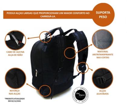 Imagem de Mochila Reforçada Executiva Preta Masculino/Feminino