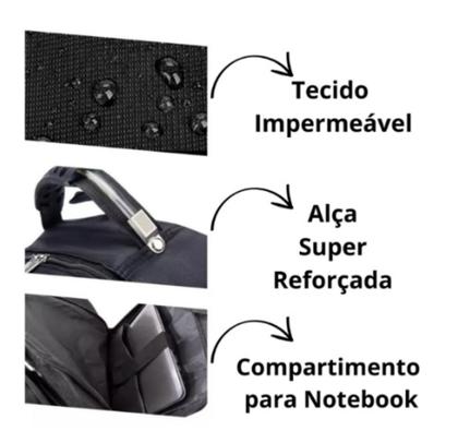 Imagem de Mochila Reforçada Executiva Preta Masculino/Feminino