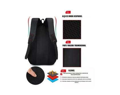 Imagem de Mochila Reforçada Executiva Preta Masculino/Feminino