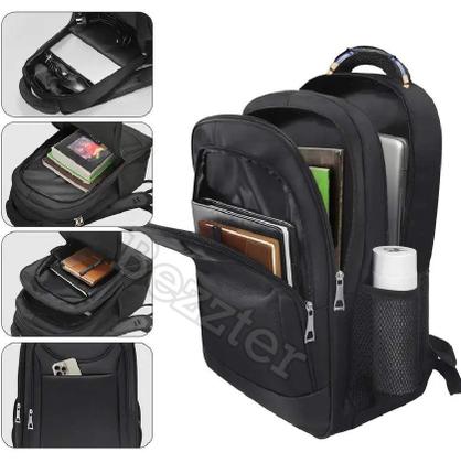 Imagem de Mochila Reforçada Impermeável Preta Masculino/Feminino + Estojo