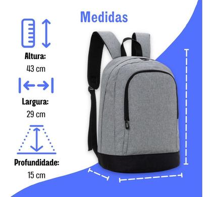 Imagem de Mochila Reforçada Notebook Escolar Trabalho Faculdade - Grafite